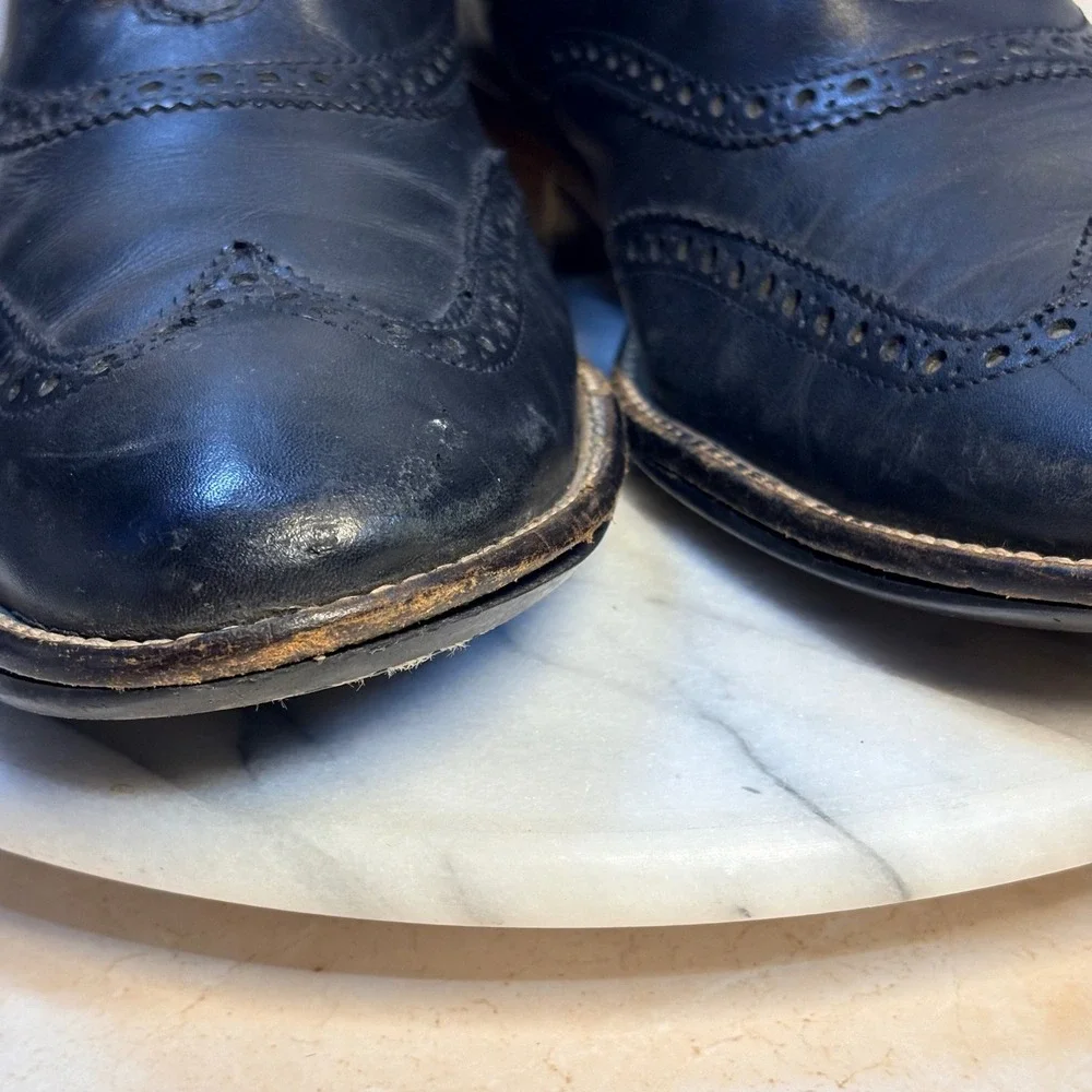Cole Haan Liam Mens C11052 Black Leather Wingtip Brogue Ankle Boots Size 8.5 M